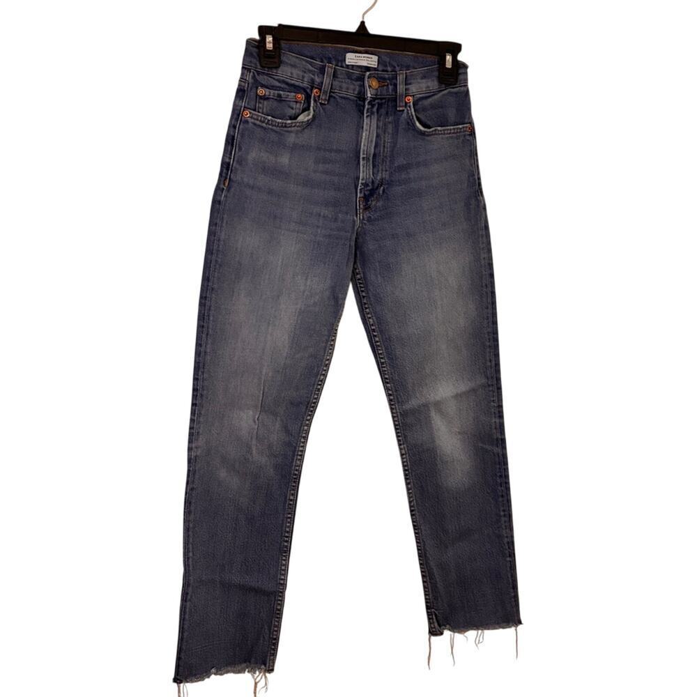 Zara Medium Wash High Rise Ankle Jeans Sz 2